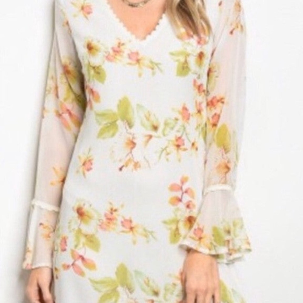 Grifflin Paris White V-Neck Bishop Sleeve Maxi Gown spring summer party - Picture 2 of 4